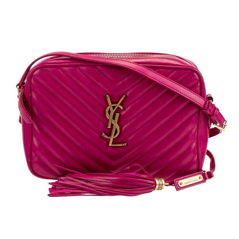 Saint Laurent Pink Quilted Leather Crossbody with Tassel